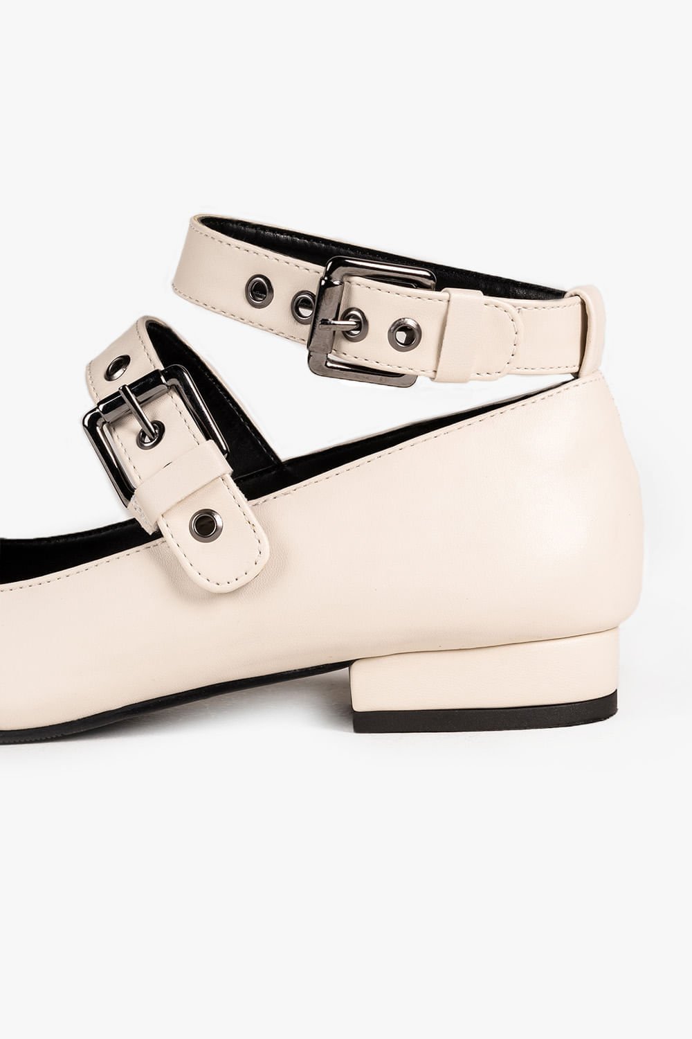 Sapato Feminino Boneca Salto Baixo Mundial Dayara Branco/Preto 3