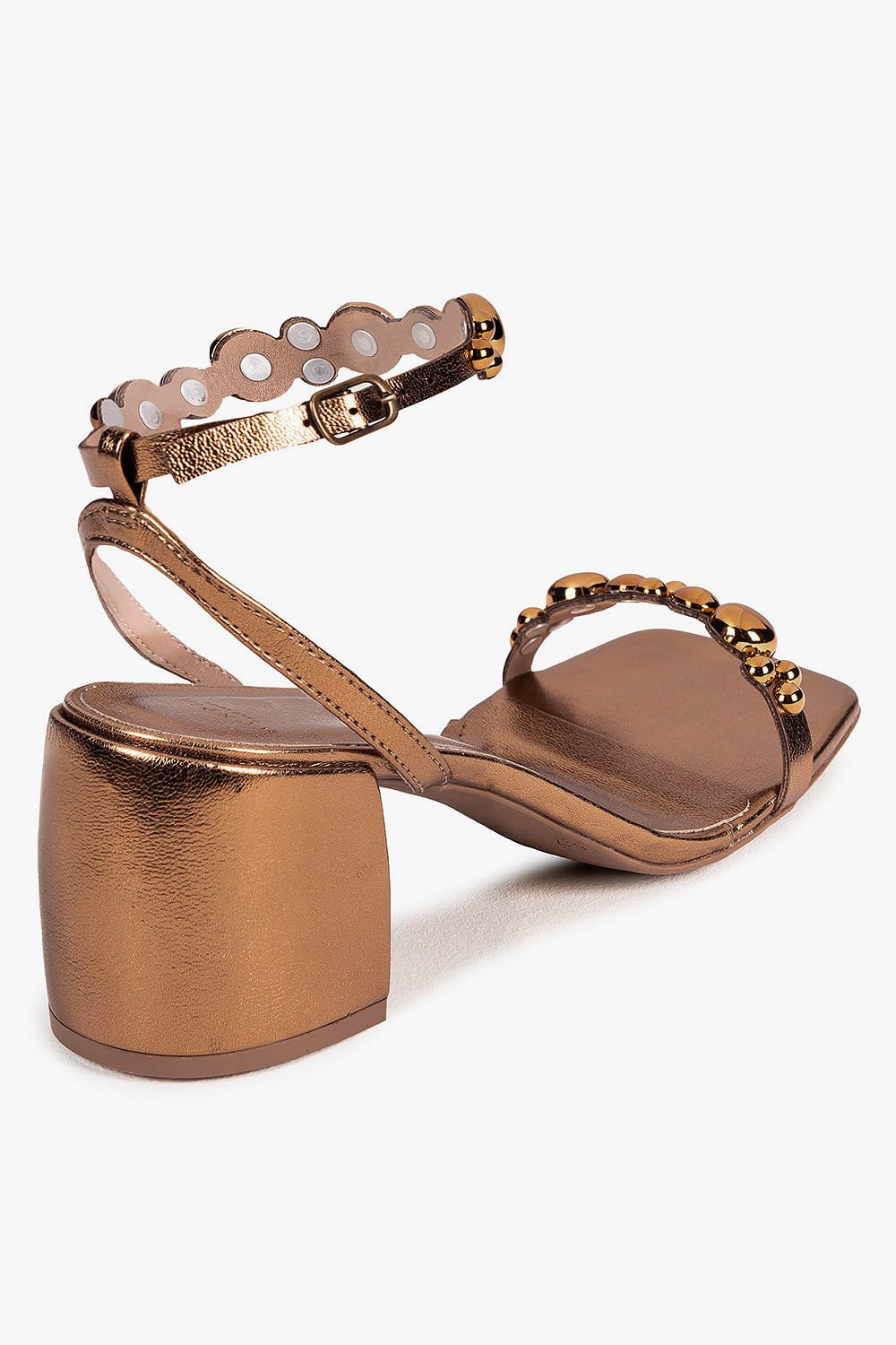 Sandália Feminina Salto Alto Mundial Hannah Dourado 4