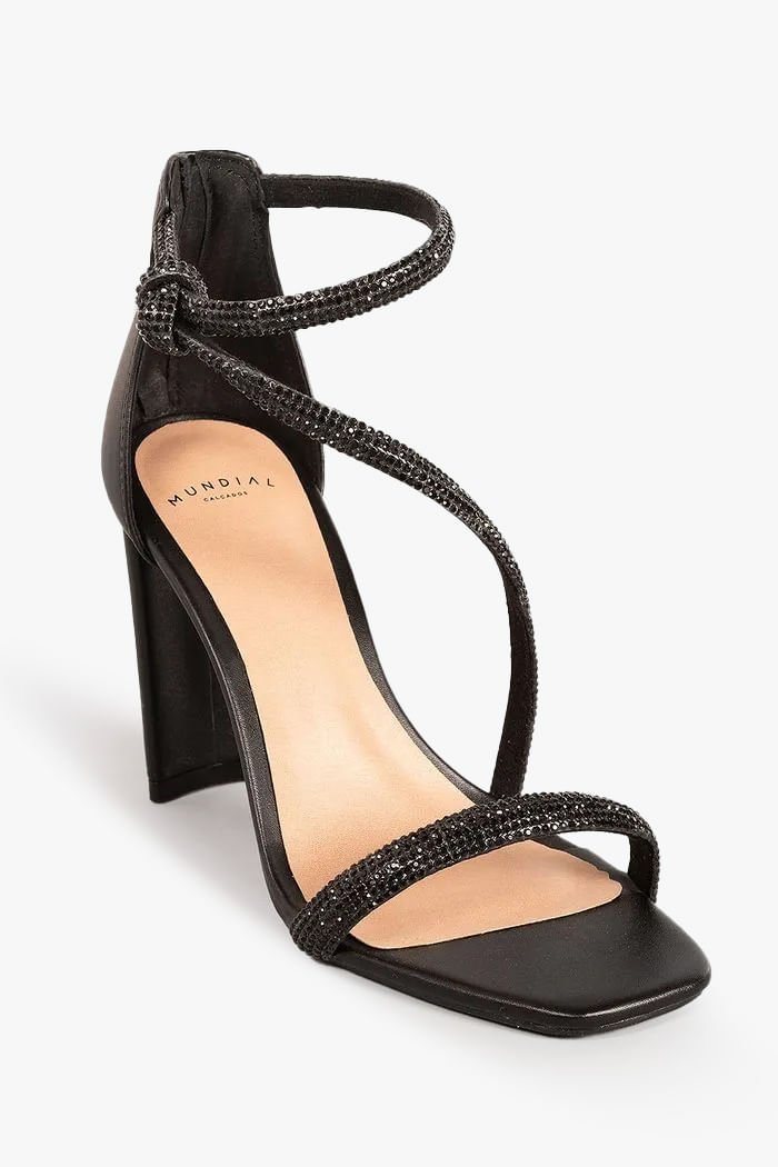 Sandália Feminina Salto Alto Mundial Besen Preto 2