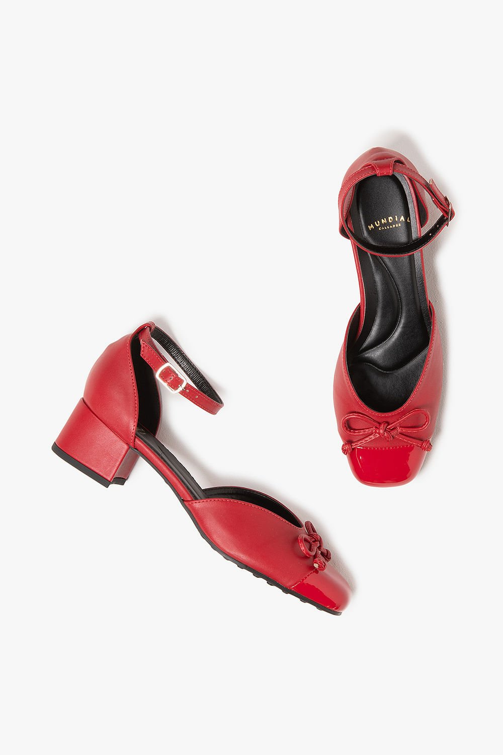 Sapato Feminino Salto Médio Mundial Escarlete Vermelho 4