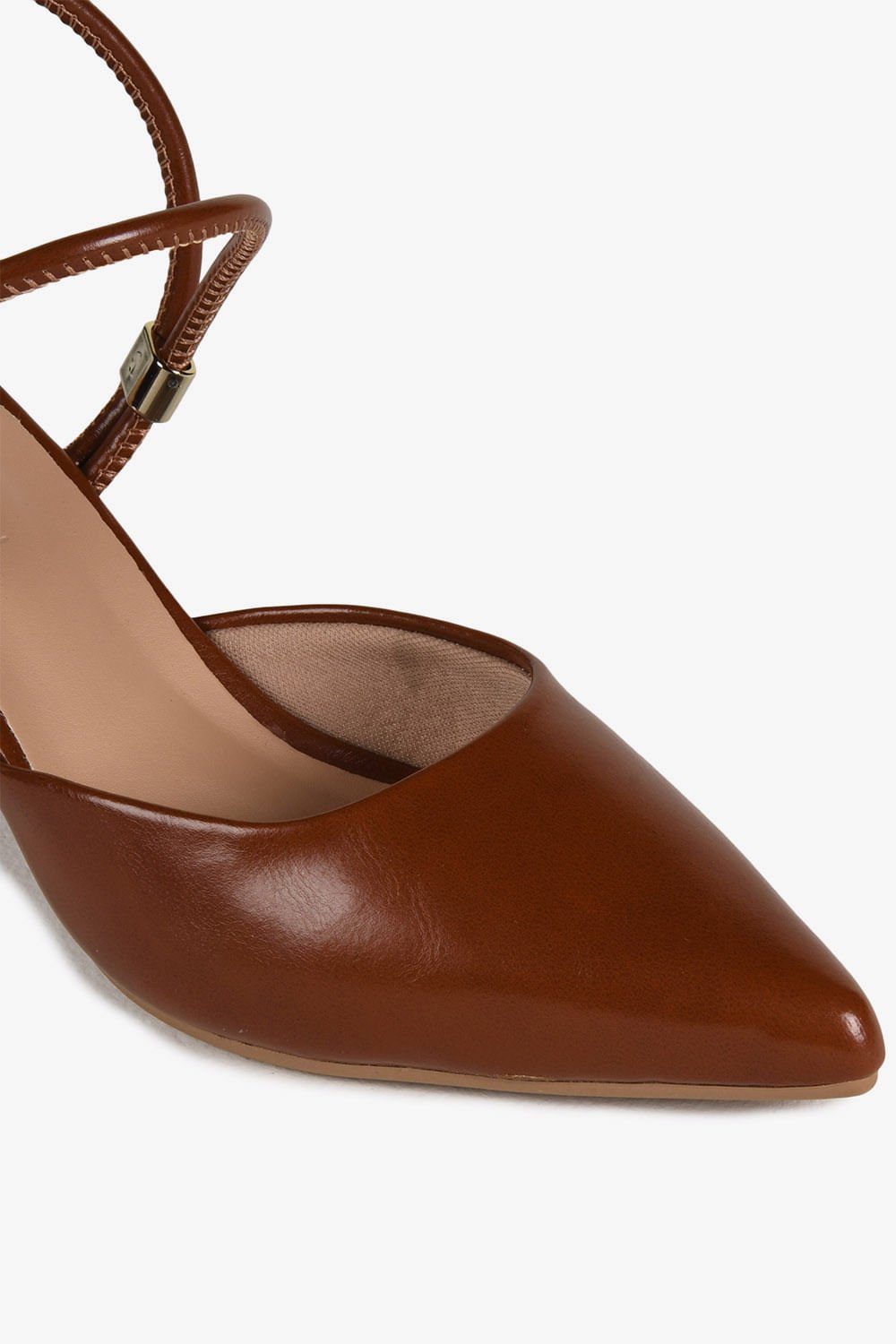 Sapato Feminino Slingback Salto Médio Mundial Klyvia Marrom 2
