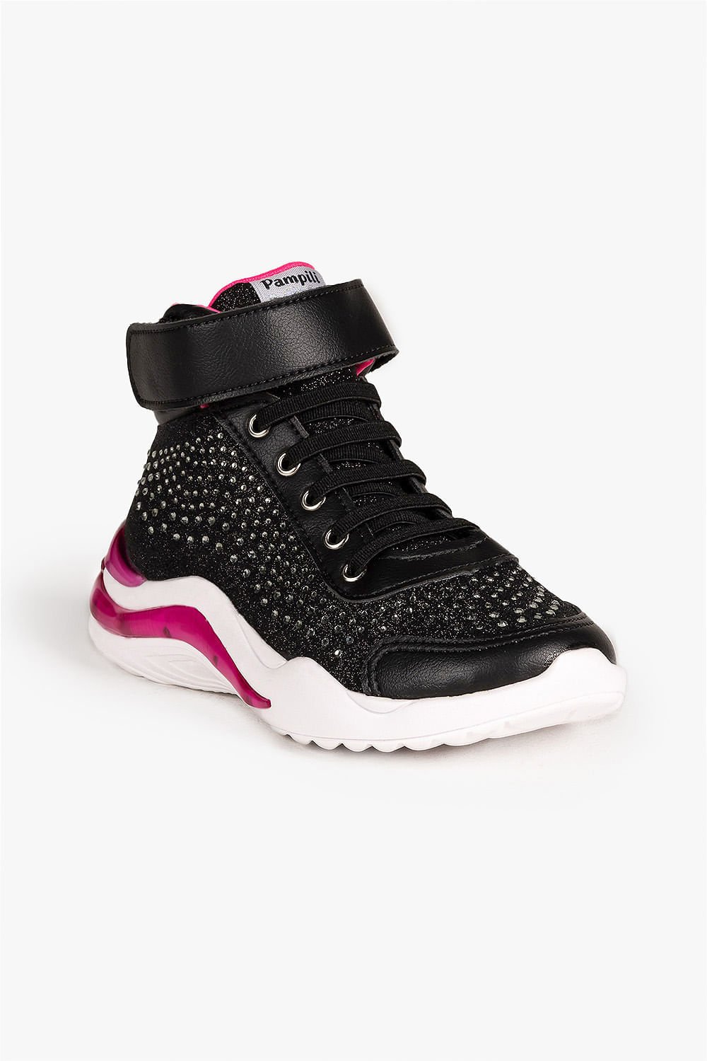 Tênis Infantil Cano Alto Pampili SPK de Led Preto/Rosa Pink 5