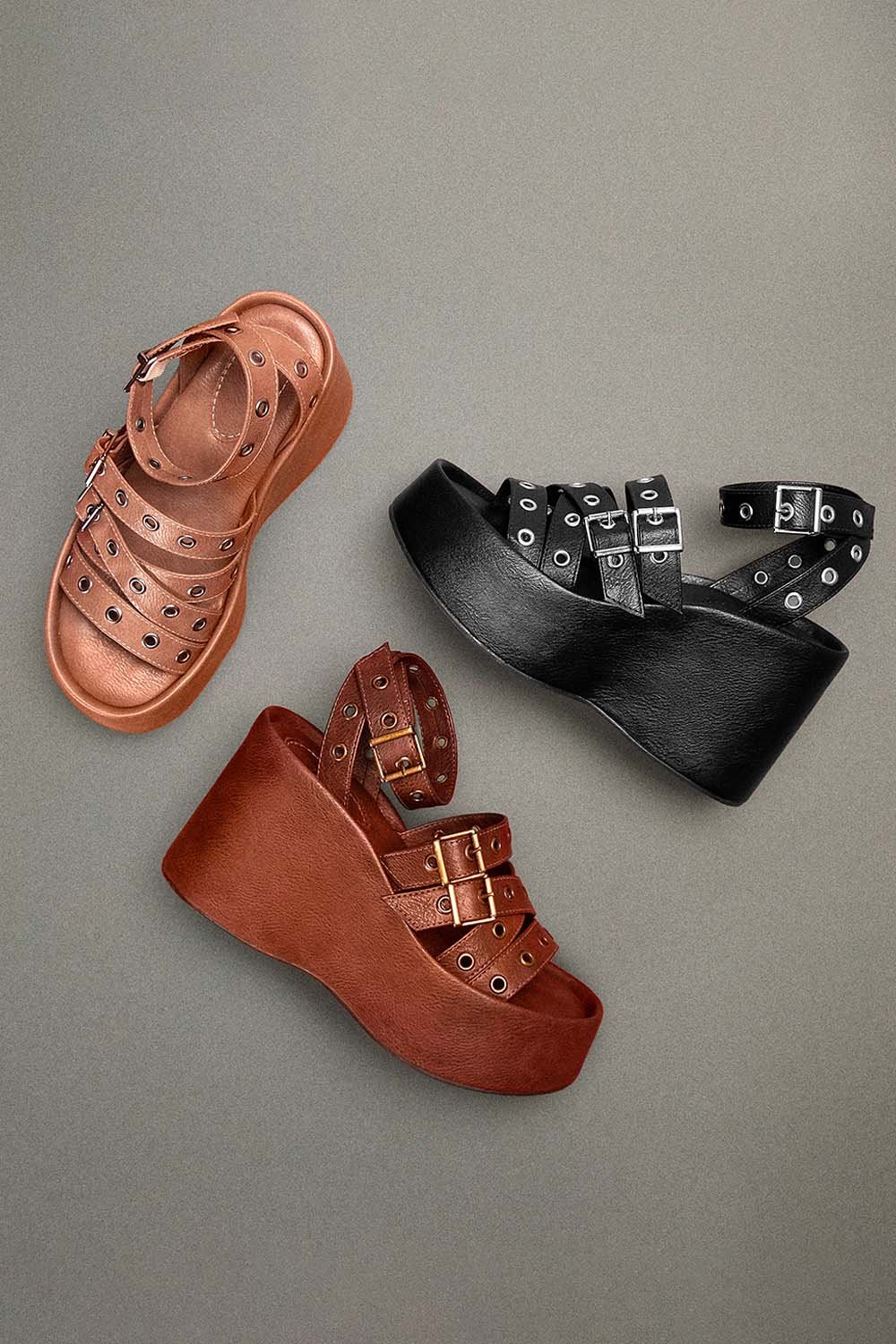 Sandália Feminina Anabela Mundial Silmara Marrom 2