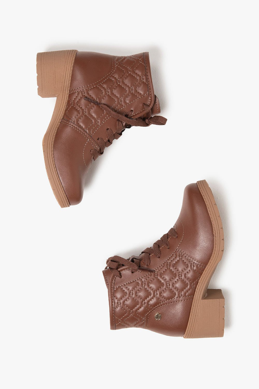 Bota Coturno Infantil Cano Curto Pink Cats Walita Marrom 3