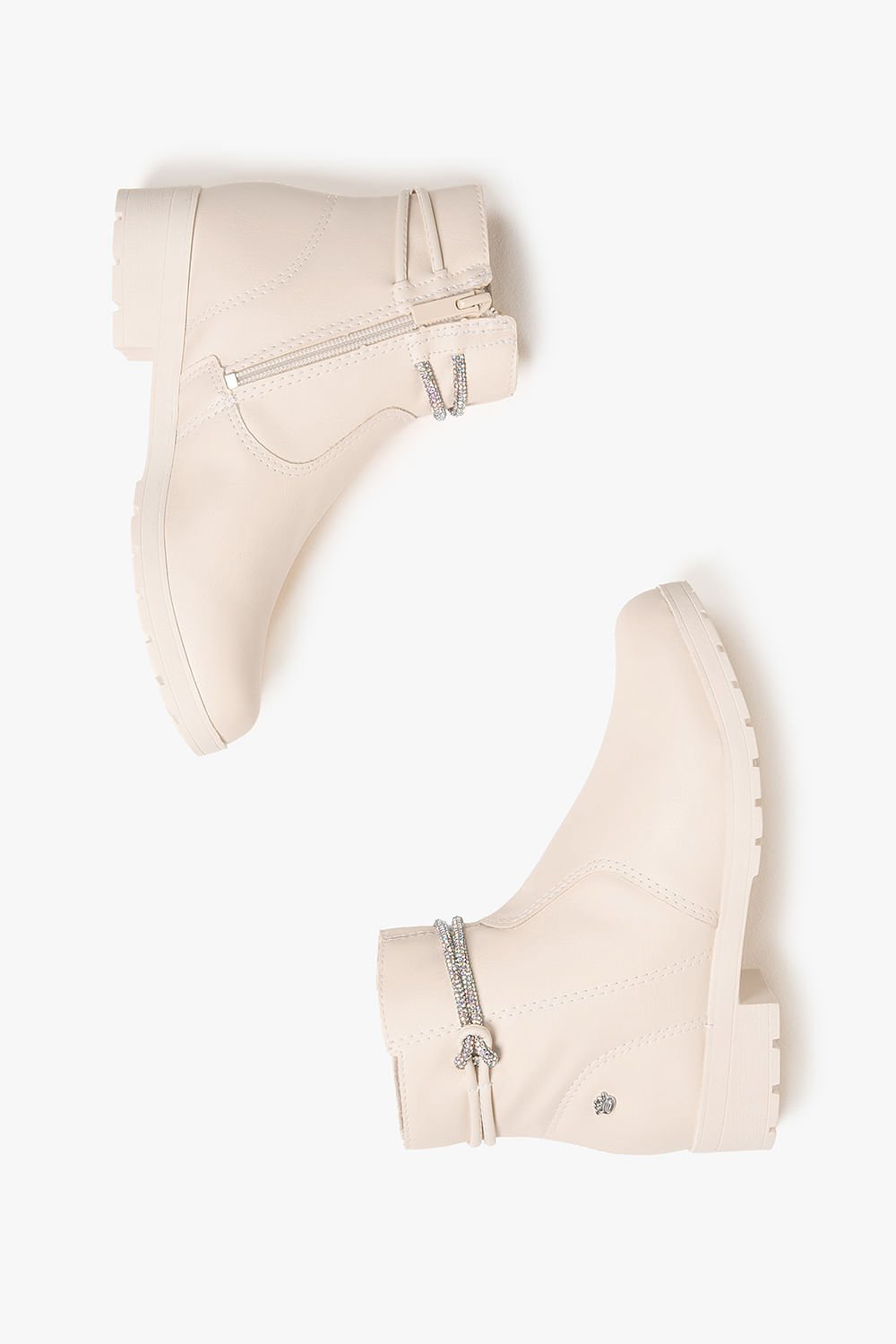 Bota Infantil Tratorada Cano Curto Pink Cats Fairy Branco 4