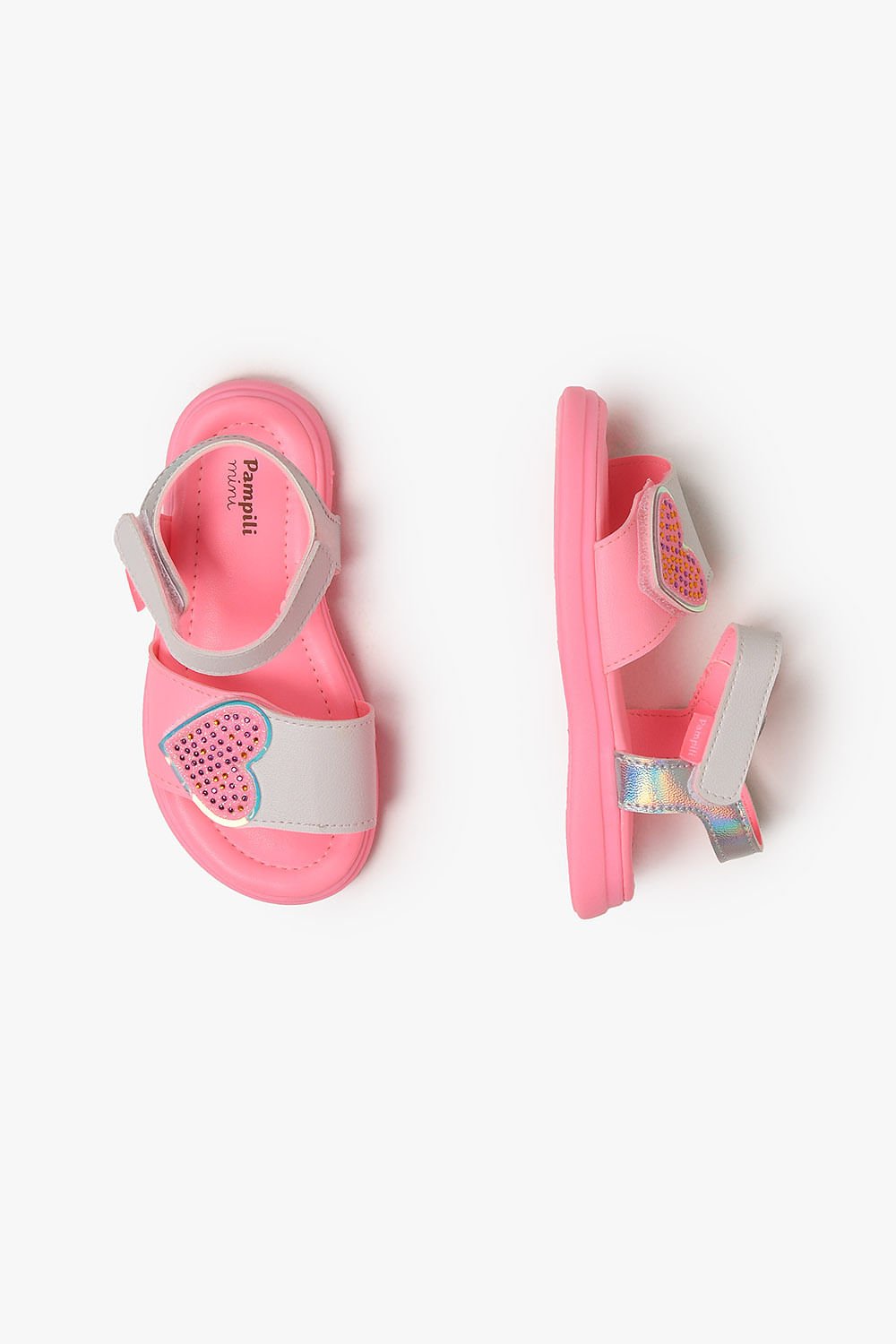 Sandália Baby Infantil Pampili Coração Menina Rosa 5