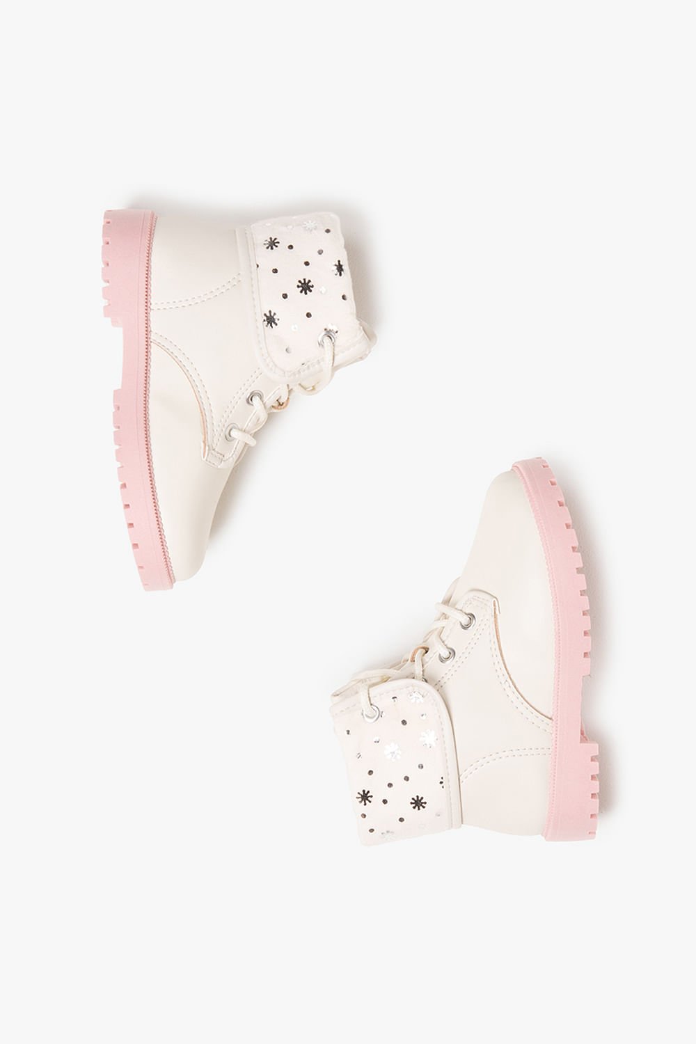 Bota Baby Infantil Coturno Cano Curto Molekinha Glow Branco 3