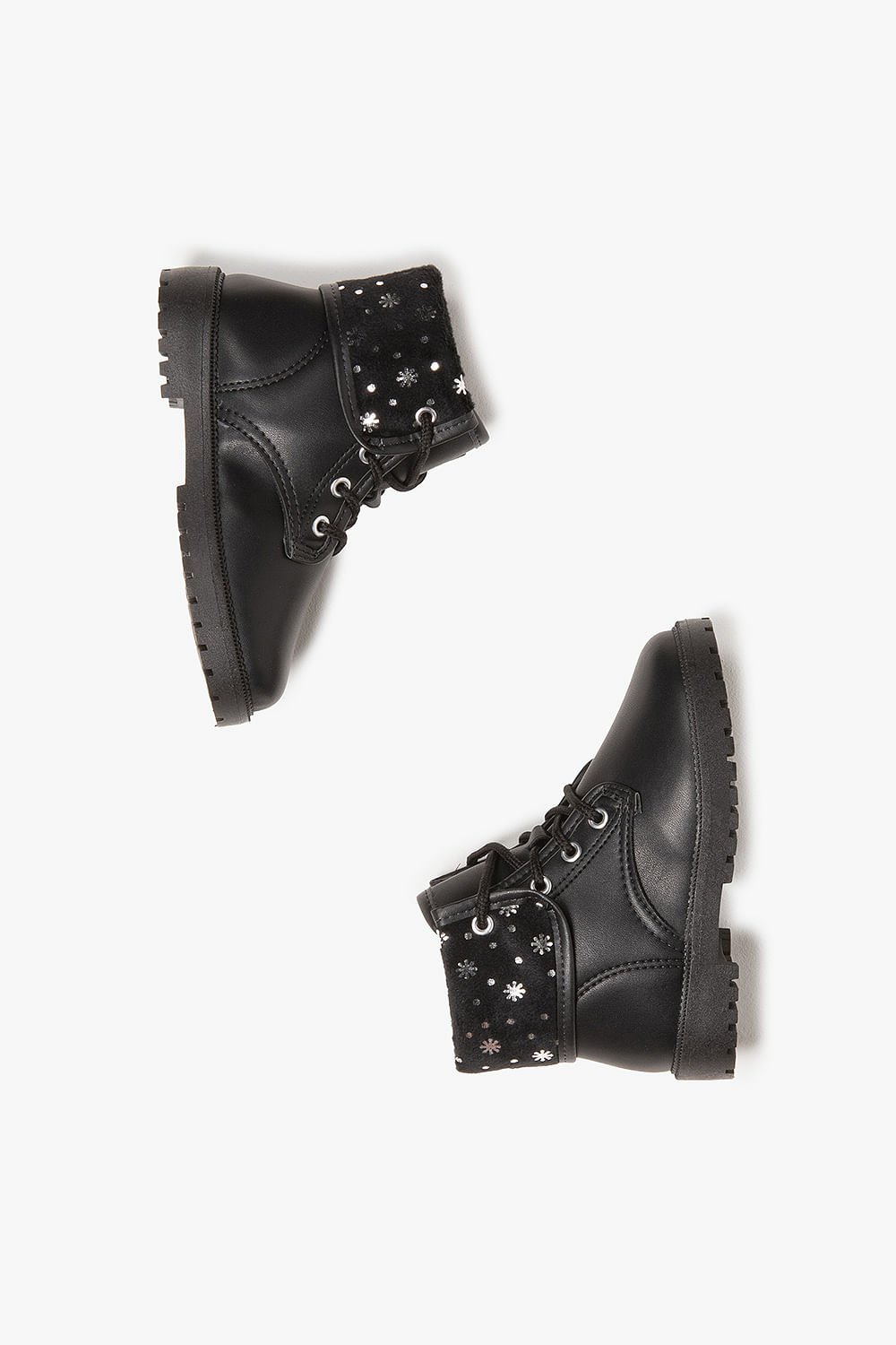 Bota Baby Infantil Coturno Cano Curto Molekinha Glow Preto 3