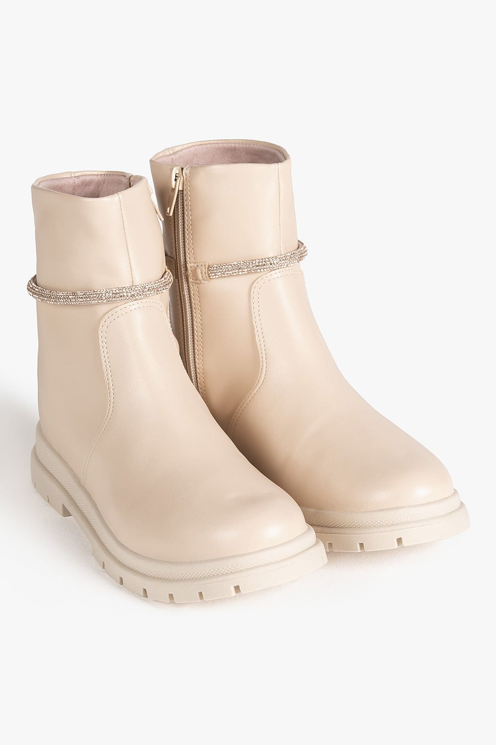 Bota Infantil Tratorada Cano Curto Mundial Guinevere Bege 4