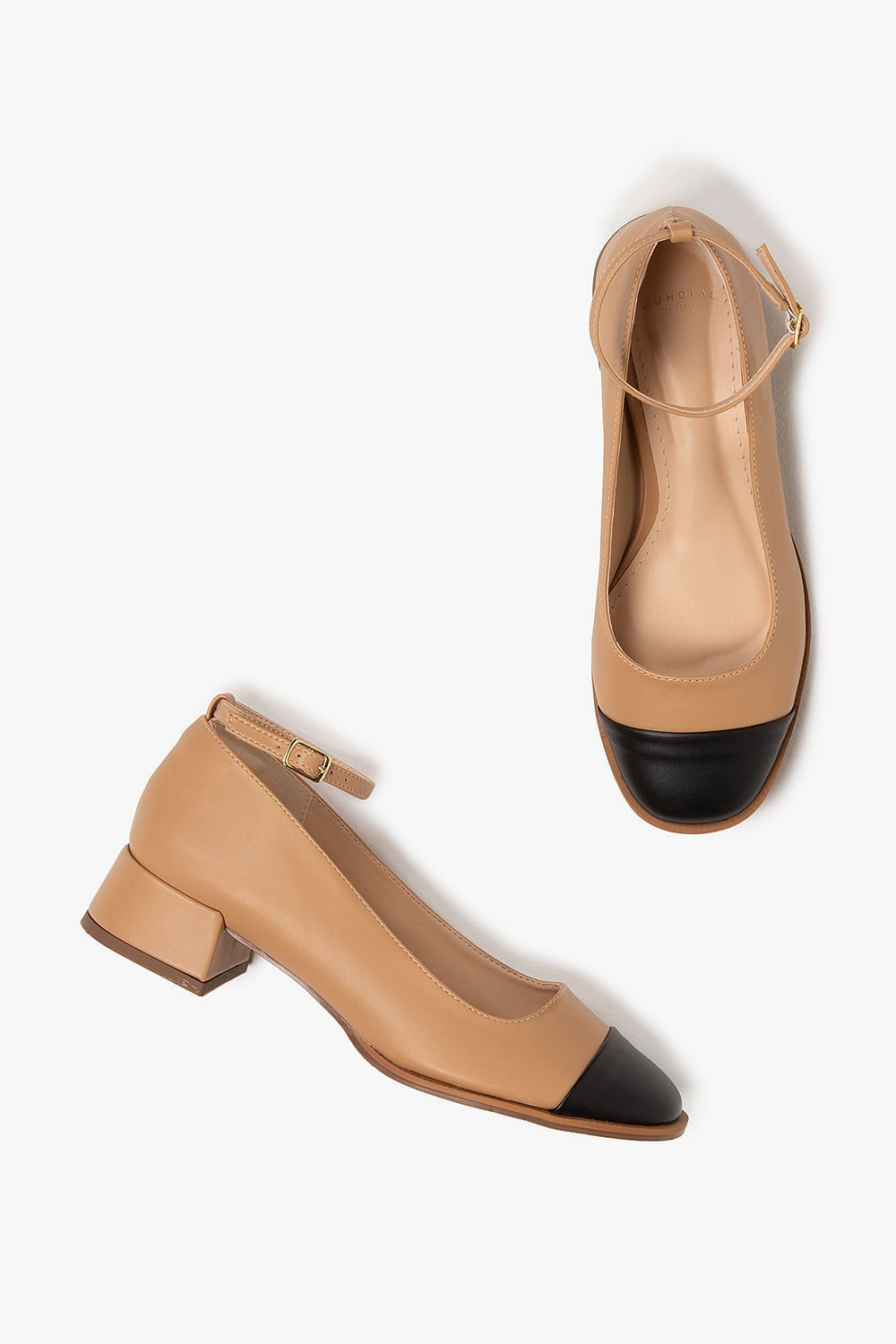 Sapato Feminino De Boneca Salto Médio Mundial Janete Bege 3