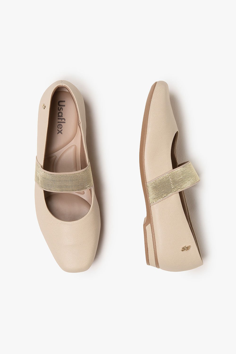 Sapatilha Feminina Tira Usaflex Esmeralda Bege 3