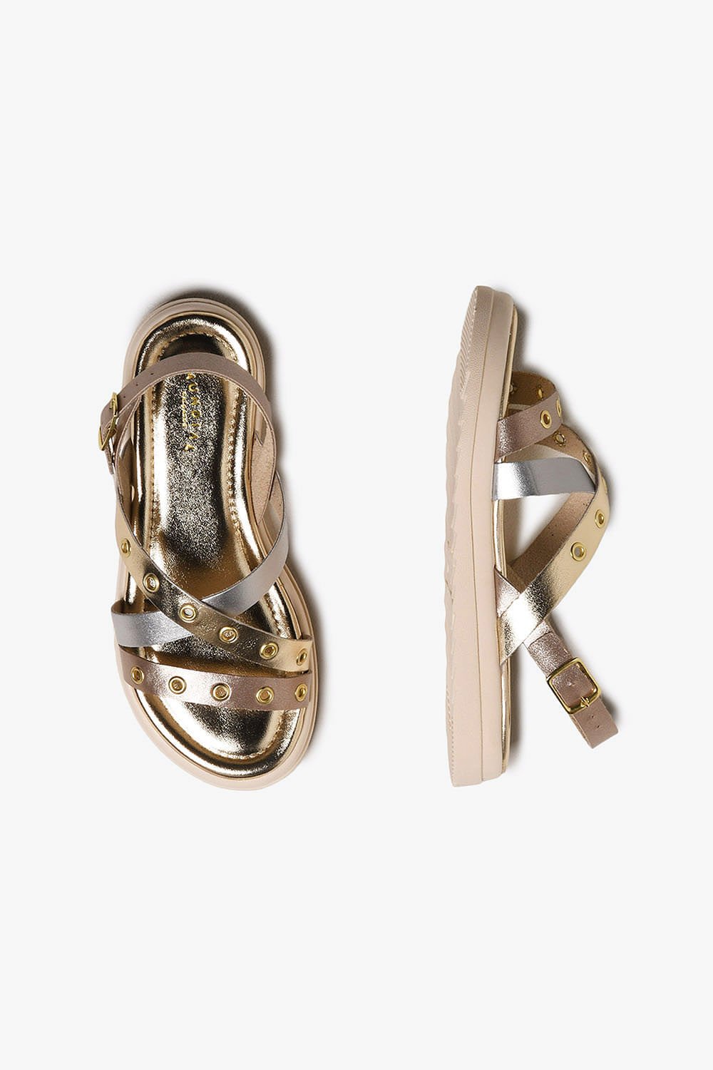 Sandália Infantil Mundial Flappy Dourado/Prata 3