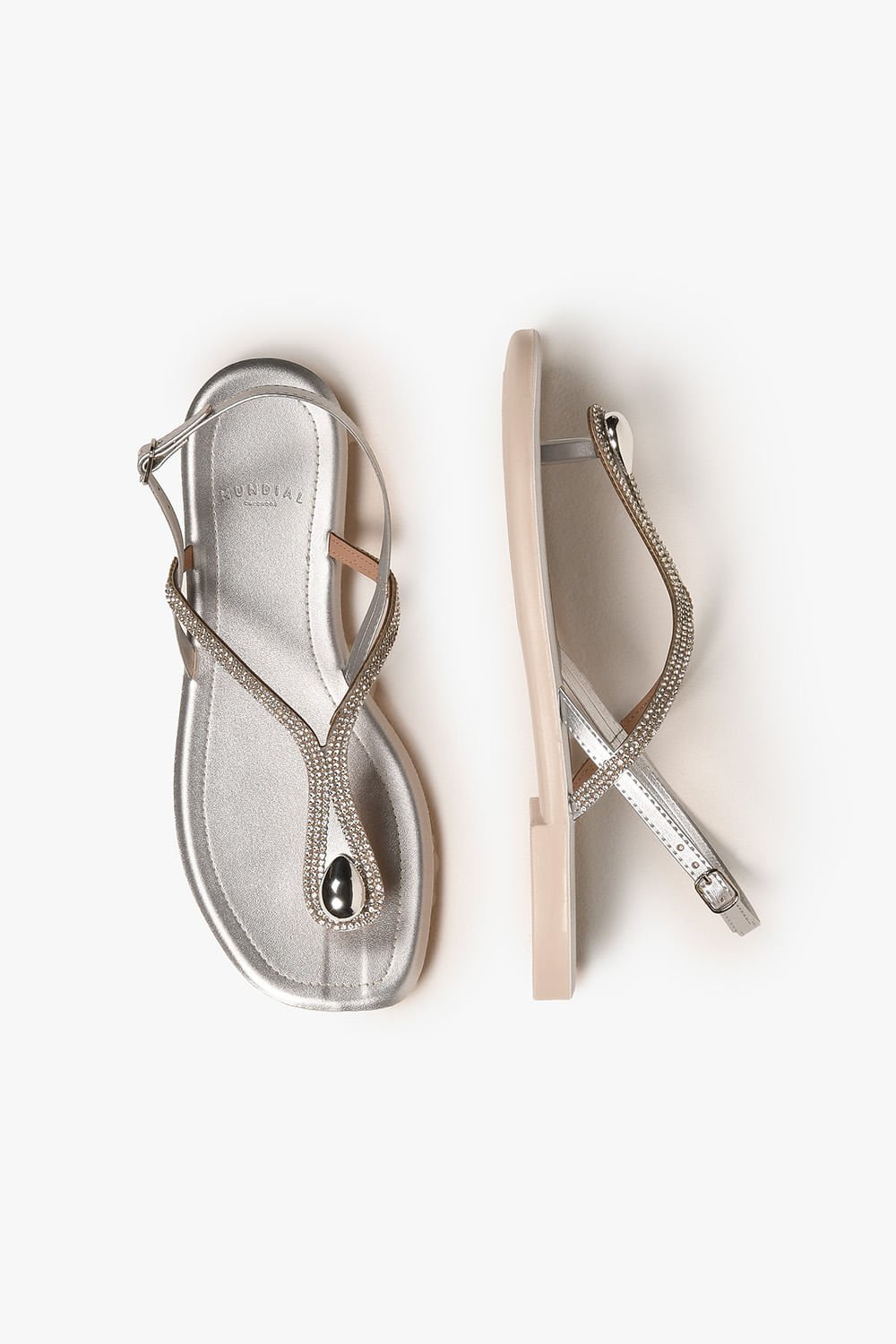 Sandália Feminina Rasteira Mundial Samile Prata 3
