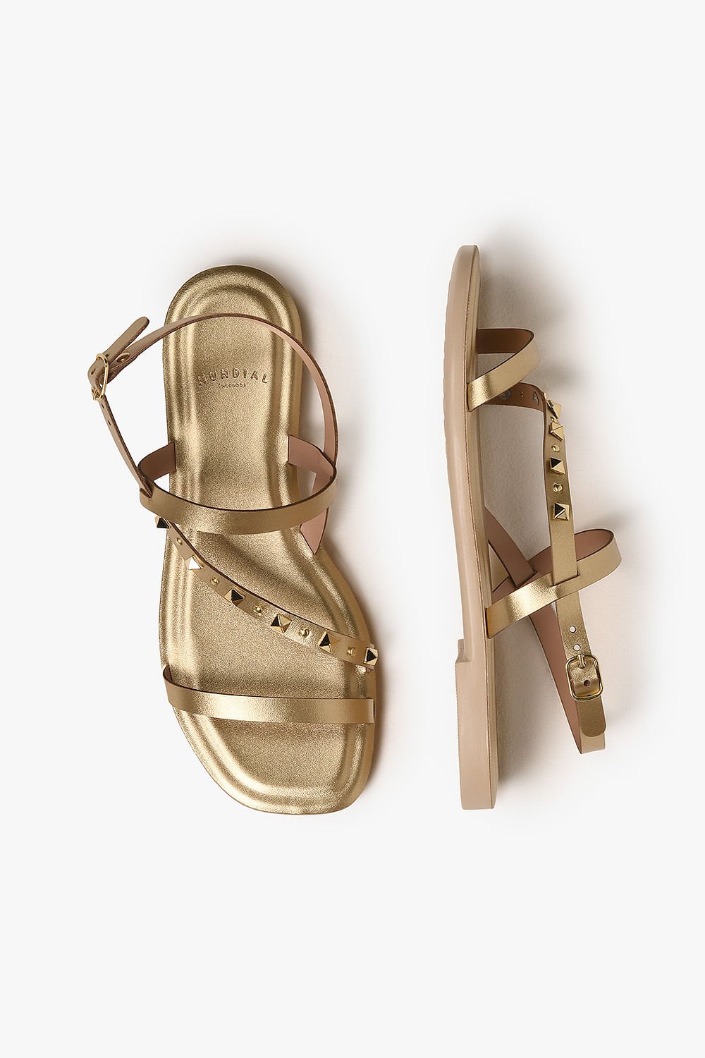 Sandália Feminina Rasteira Mundial Eleanora Dourado 3