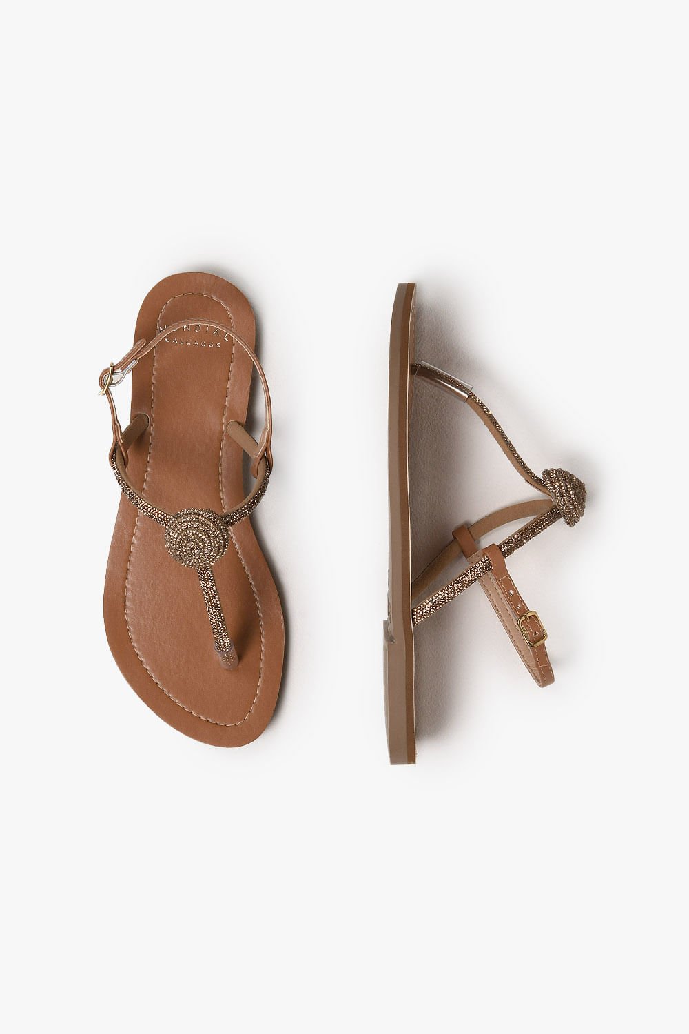 Sandália Feminina Rasteira Mundial Jasmim Marrom 3