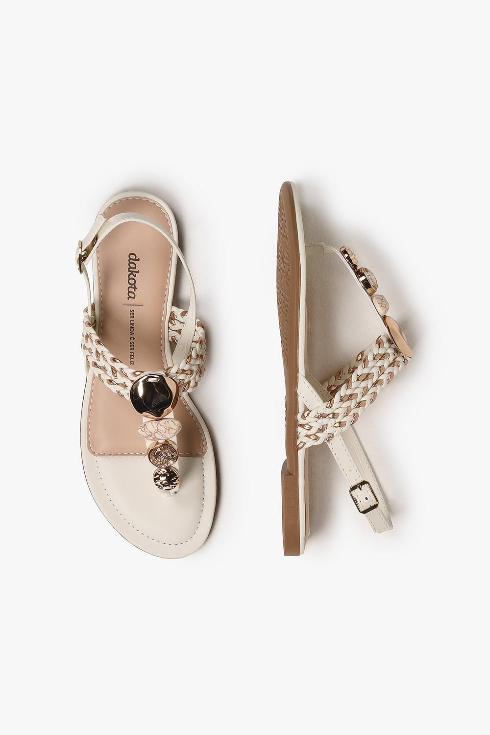 Sandália Feminina Rasteira Dakota Geyse Branco 3