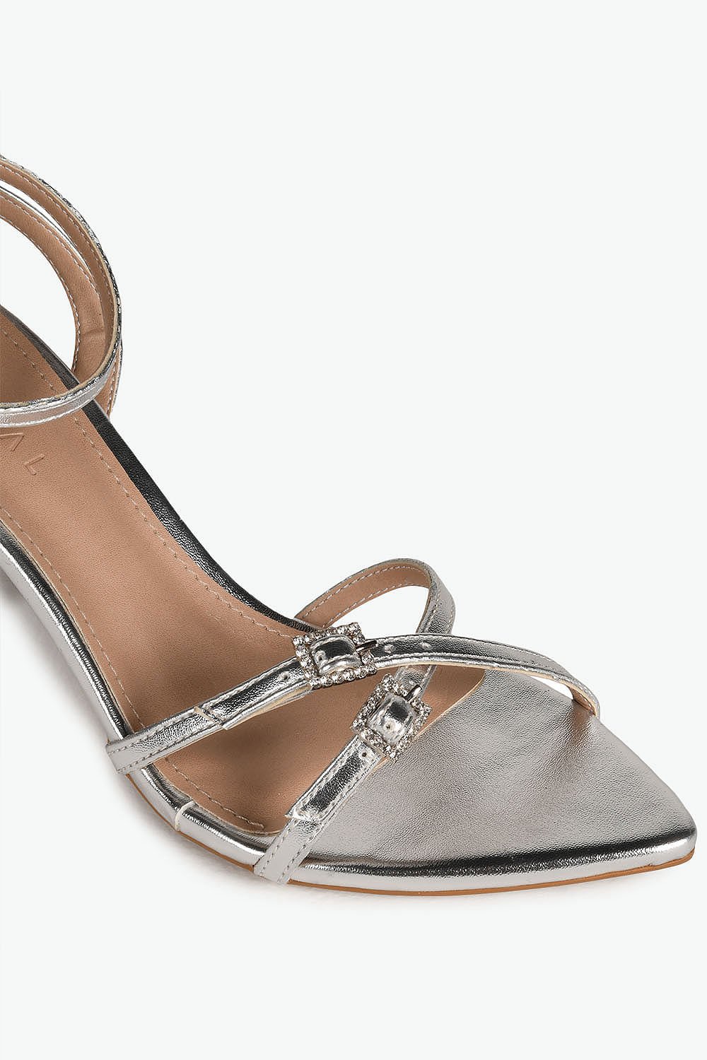 Sandália Feminina Salto Alto Mundial Maite Prata 2