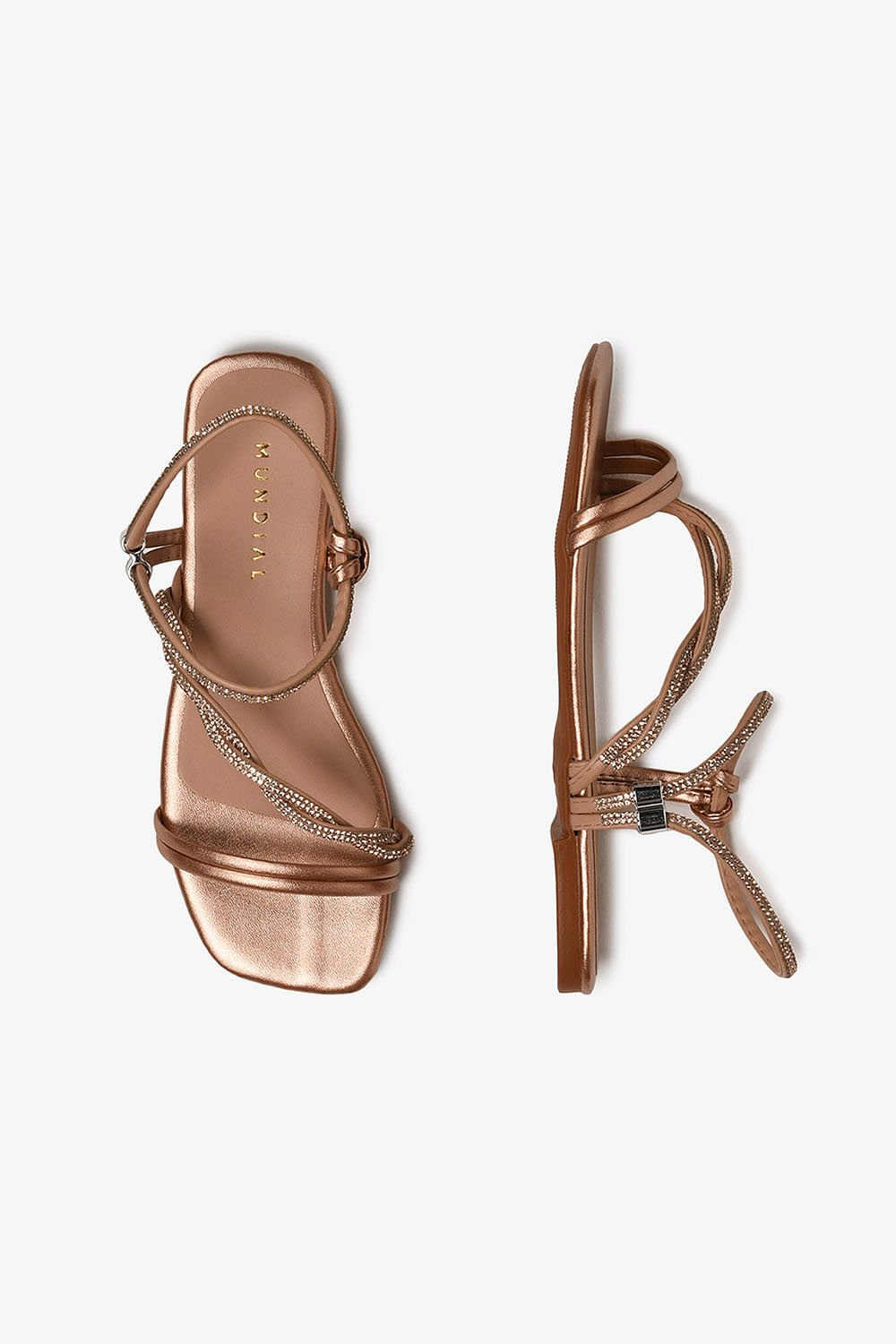 Sandália Feminina Rasteira Mundial Yarina Dourado 3