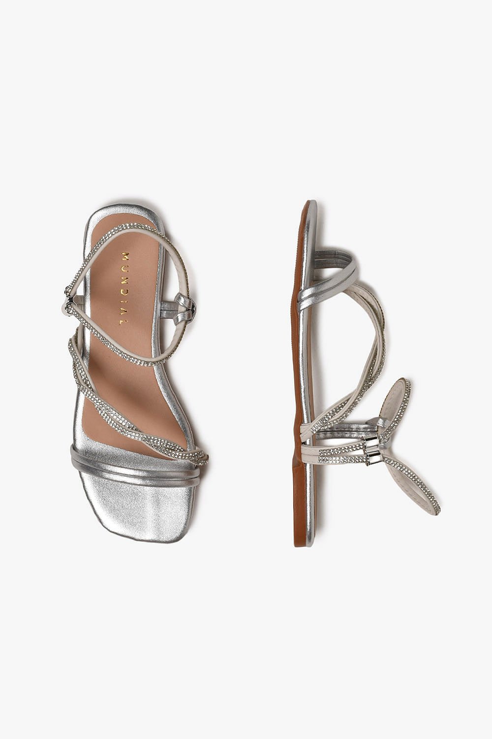 Sandália Feminina Rasteira Mundial Yarina Prata 3