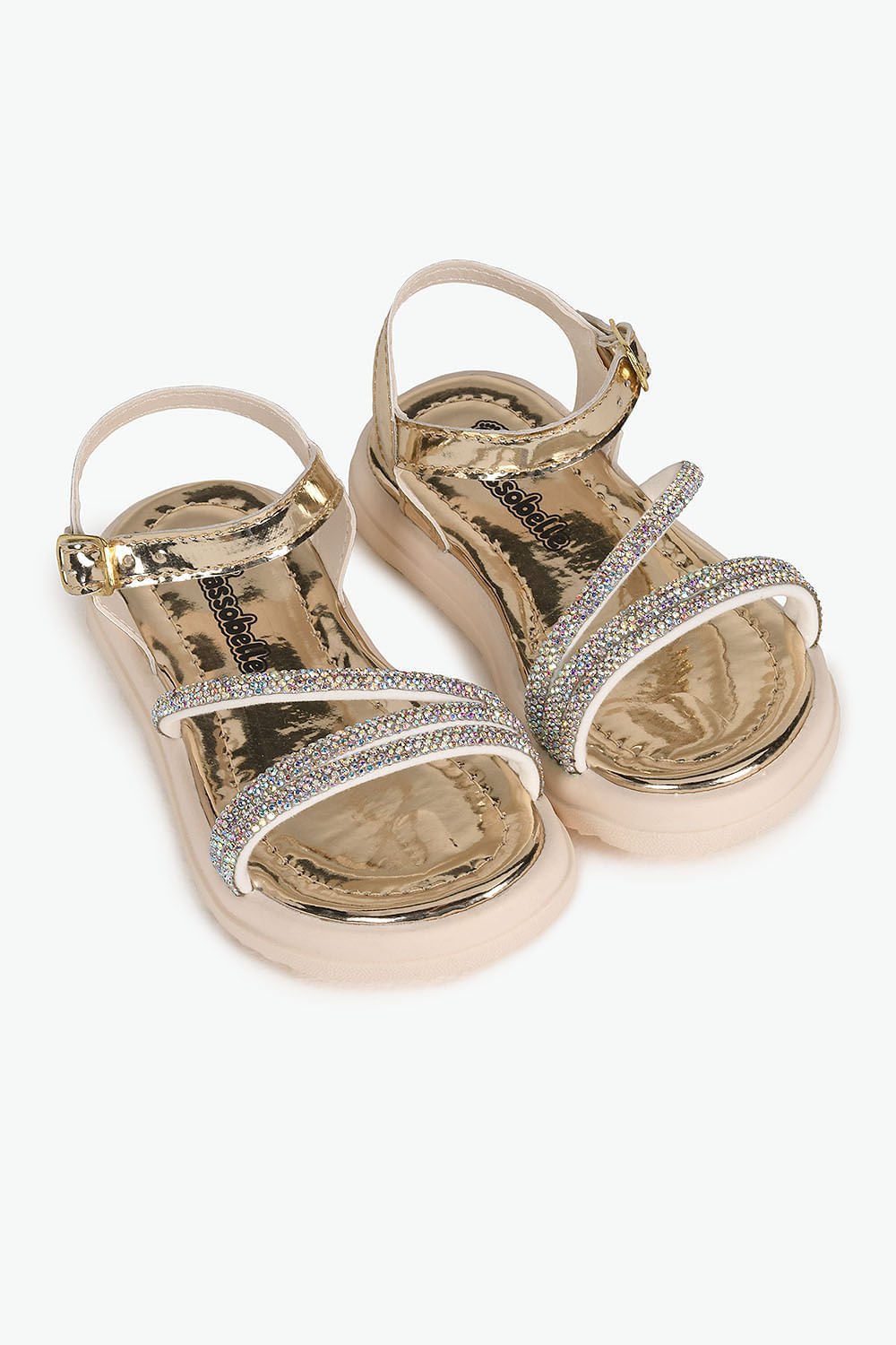 Sandália Infantil Passobele Flay Menina Branco/Dourado 2