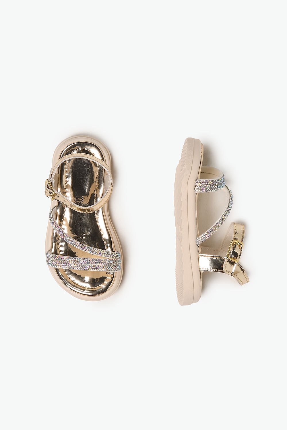 Sandália Infantil Passobele Flay Menina Branco/Dourado 3