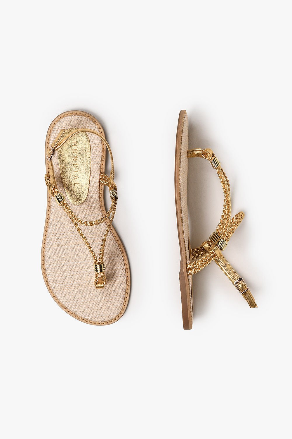 Sandália Feminina Rasteira Mundial Eloa Dourado 3