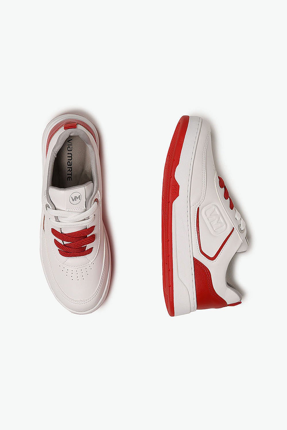 Tênis Feminino Plataforma Via Marte sephora Branco/Vermelho 3