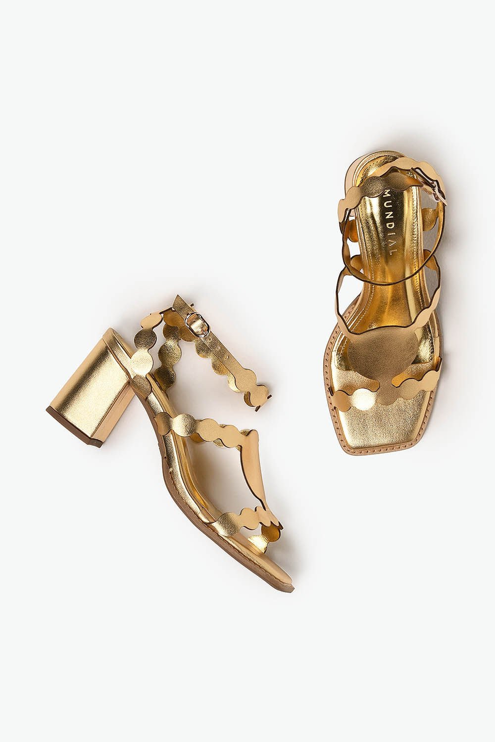 Sandália Feminina Salto Alto Mundial Krissy Dourado 3