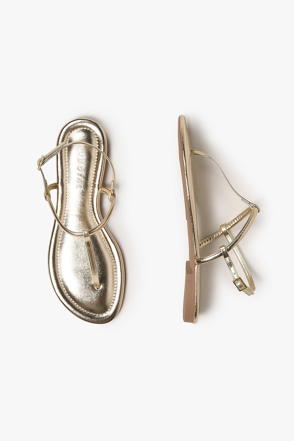 Sandália Feminina Rasteira Mundial Lucema Dourado 3