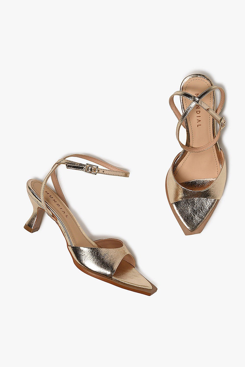 Sandália Feminina Salto Alto Mundial Thelma Dourado 3