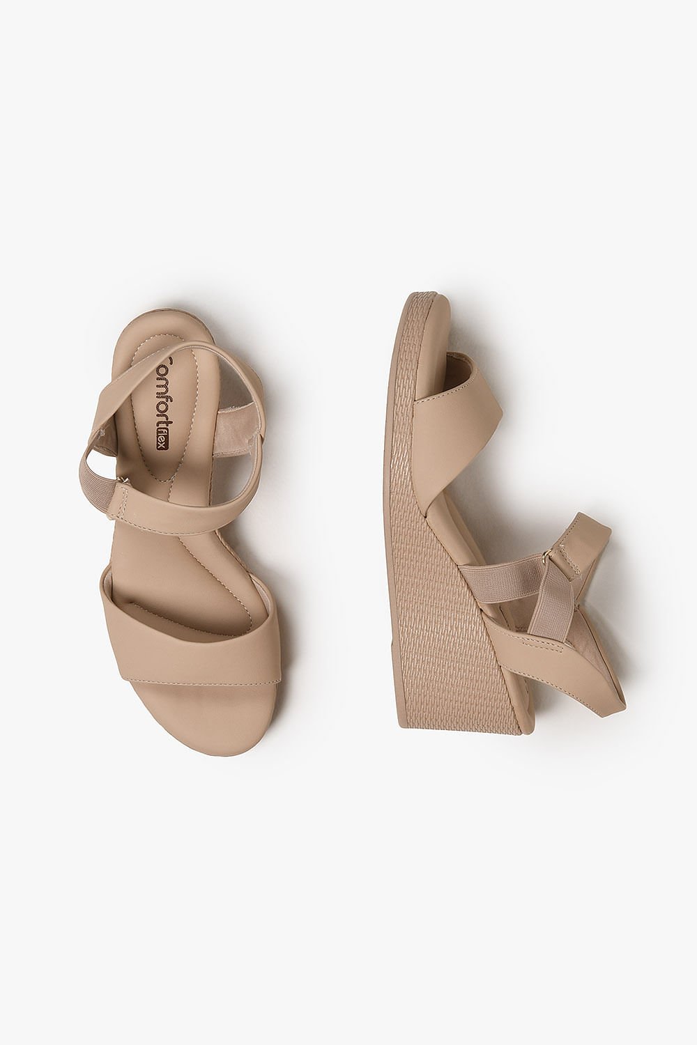 Sandália Feminina Anabela Comfortflex Mychelle Bege 4