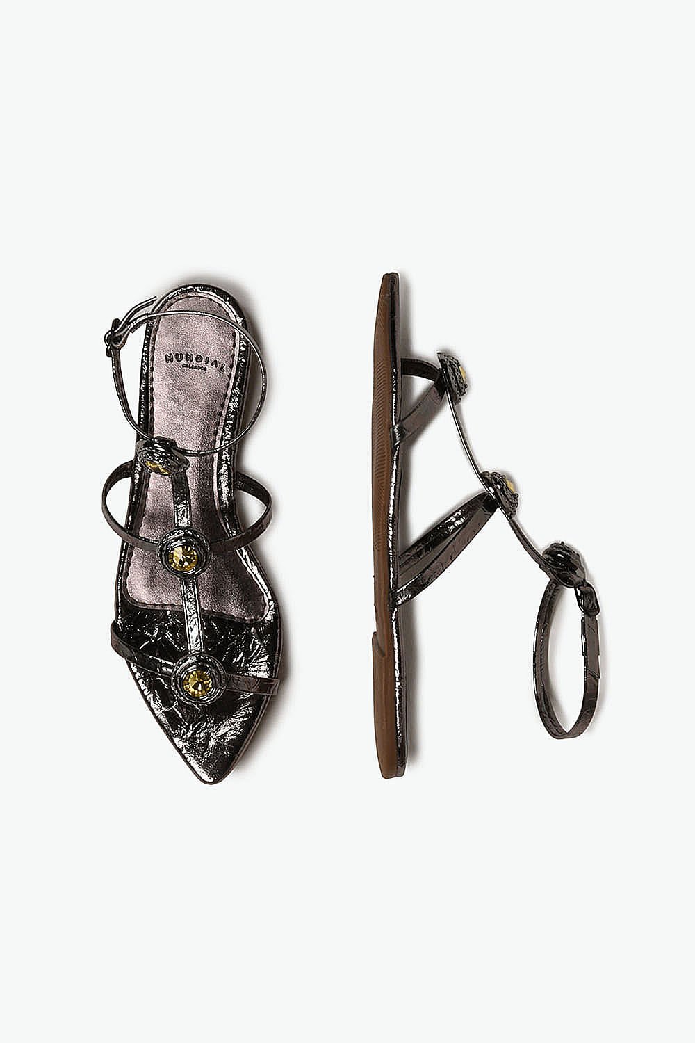 Sandália Feminina Rasteira Mundial Keyla Cinza 3