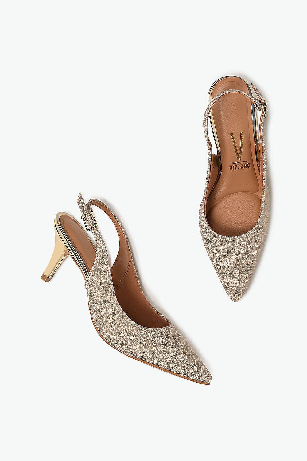 Scarpin Feminino Slingback Vizzano Louisiana Dourado 3