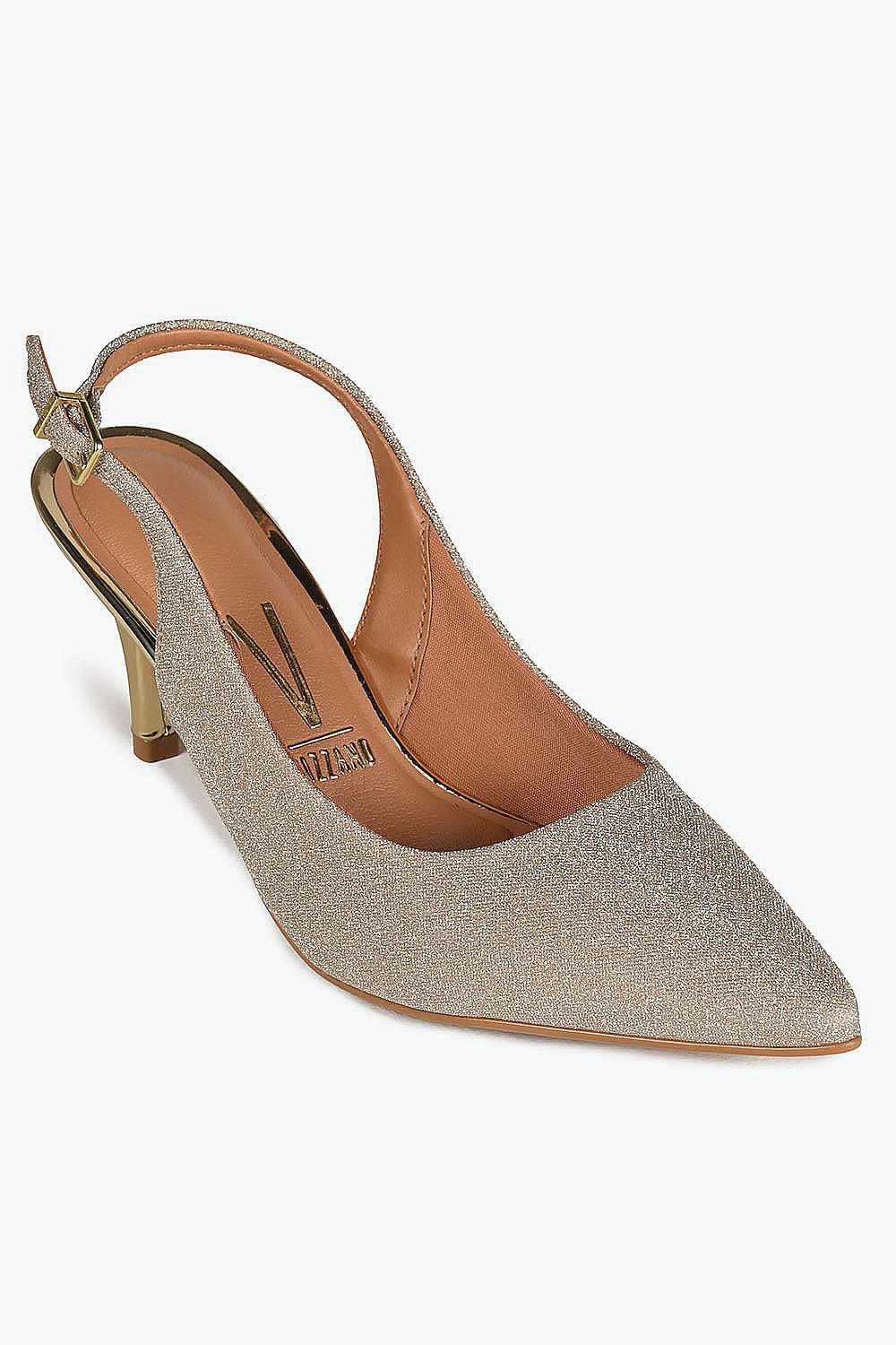 Scarpin Feminino Slingback Vizzano Louisiana Dourado 4