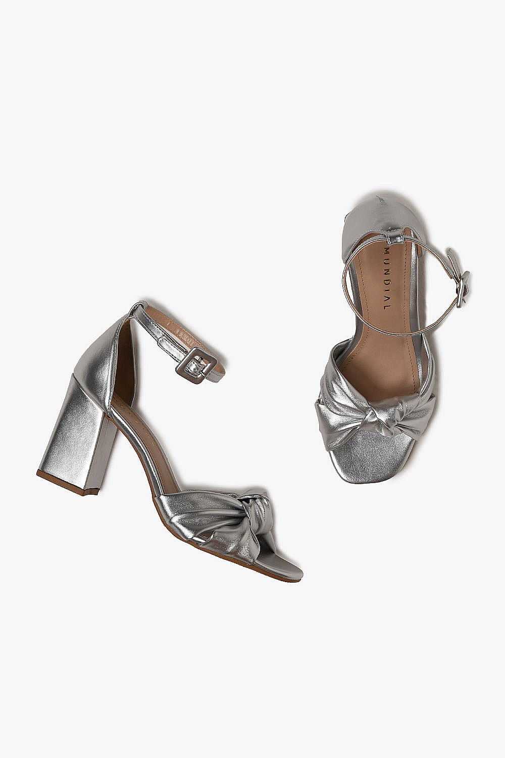 Sandália Feminina Salto Médio Mundial Valkiria Prata 3