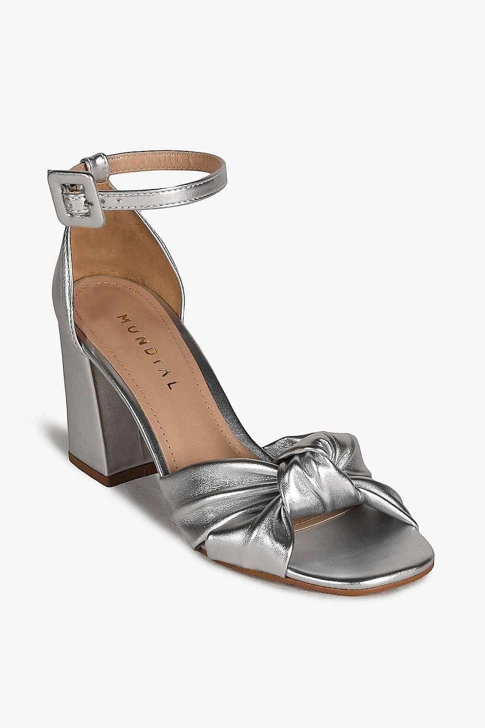 Sandália Feminina Salto Médio Mundial Valkiria Prata 4