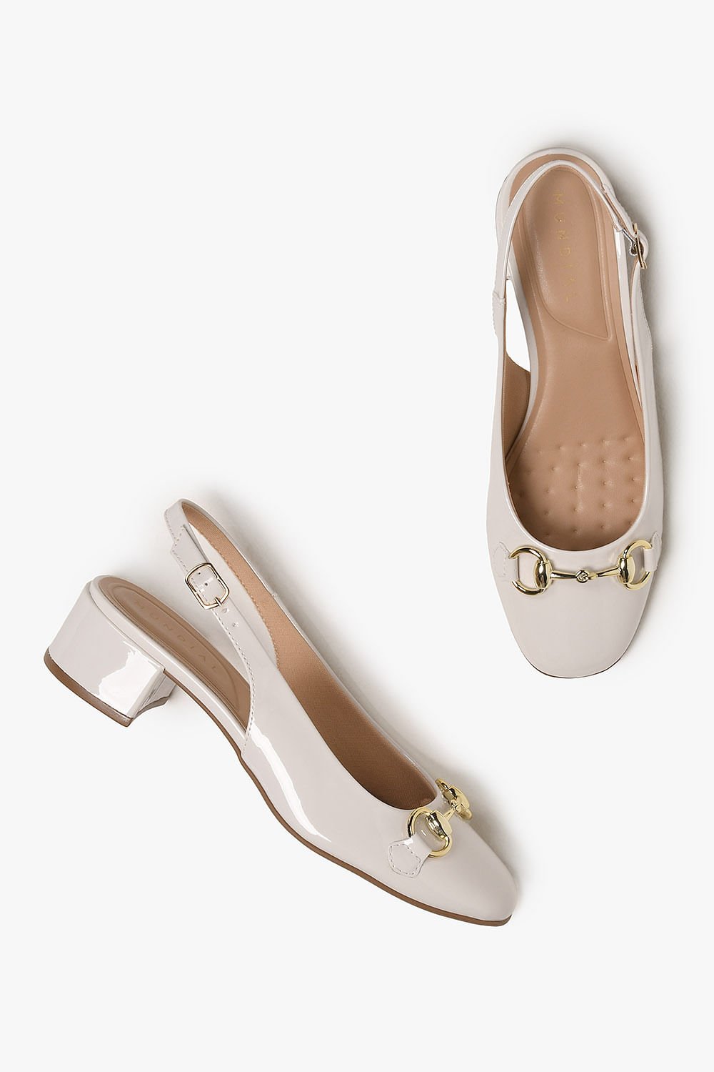 Sapato Feminino Slingback Salto Médio Mundial Katarina Branco 3