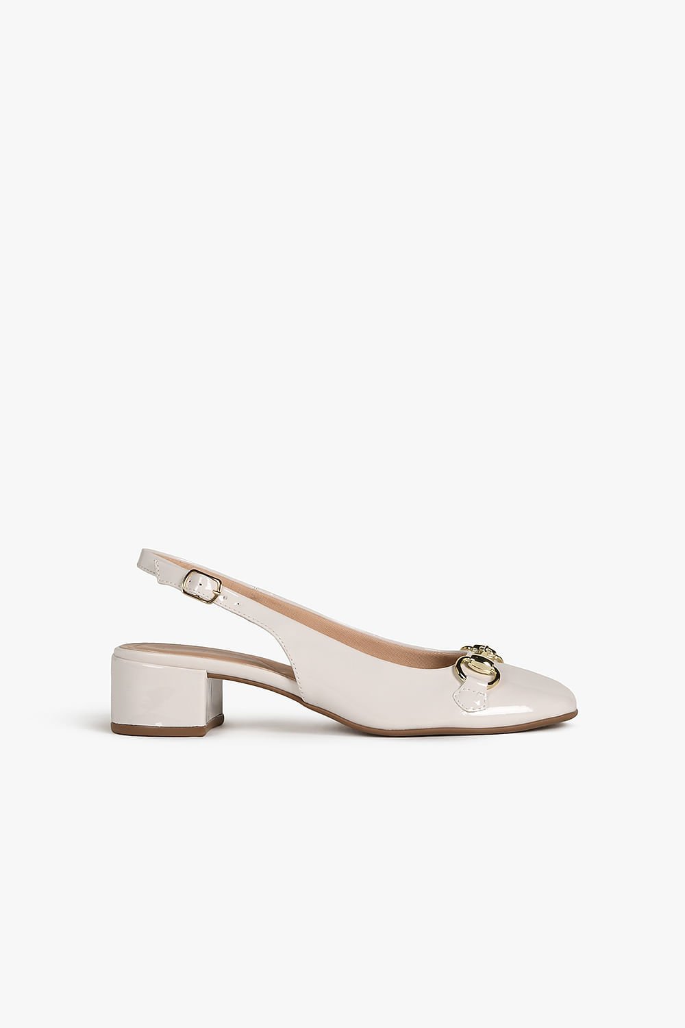 Sapato Feminino Slingback Salto Médio Mundial Katarina Branco 1