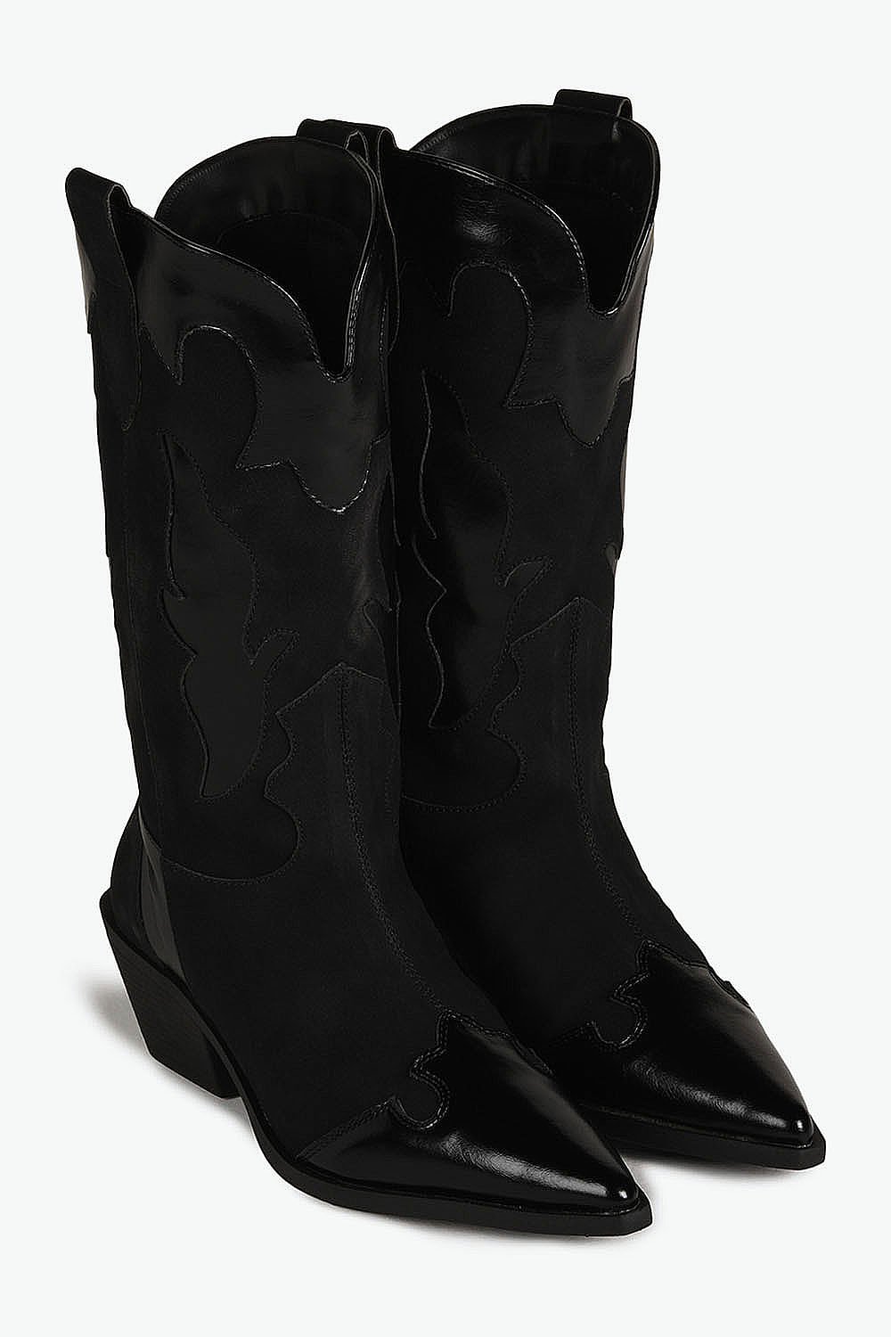 Bota Texana Feminina Cano Médio Mundial Lenice Preto 4