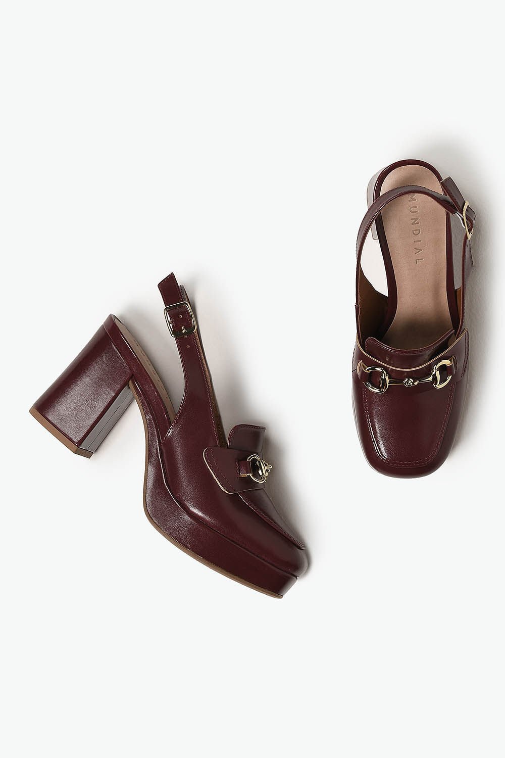 Sapato Feminino Slingback Salto Alto Mundial Hana Bordô 4