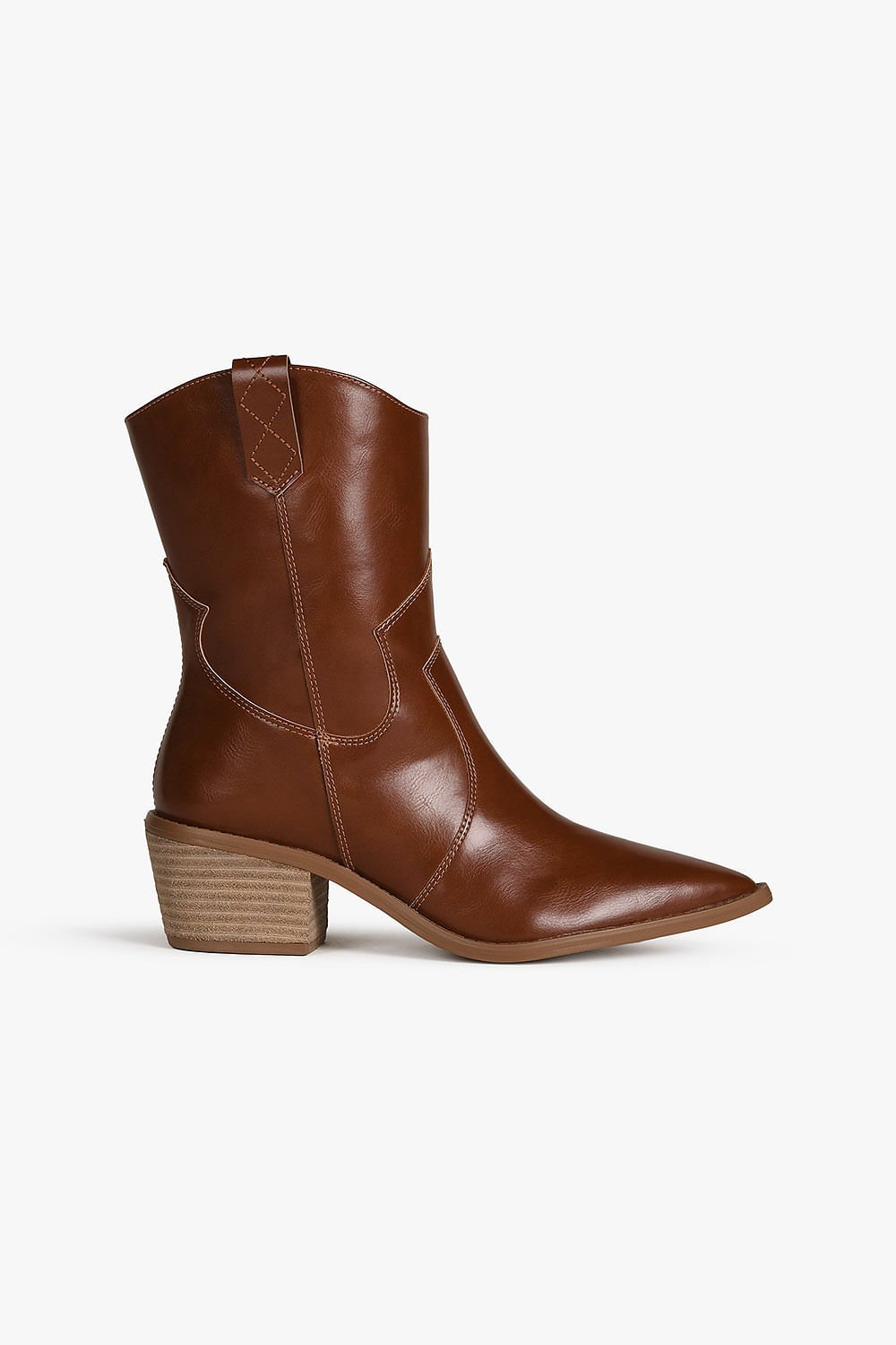 Bota Texana Feminina Cano Curto Mundial Janet Marrom 1