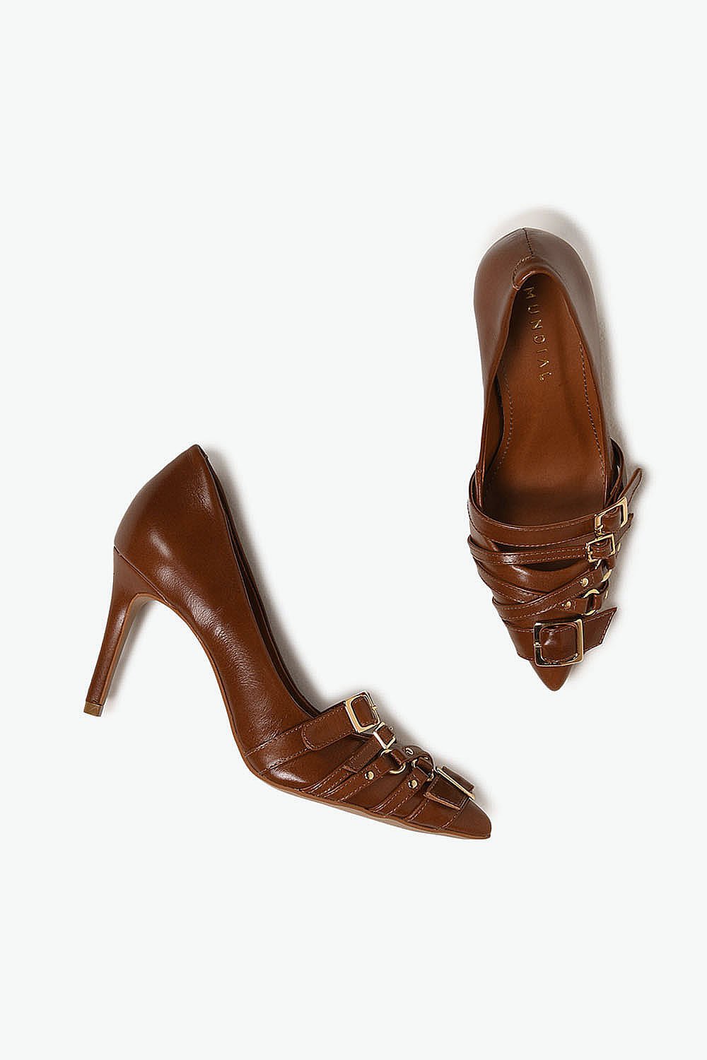 Scarpin Feminino Salto Alto Mundial Zaira Caramelo 3