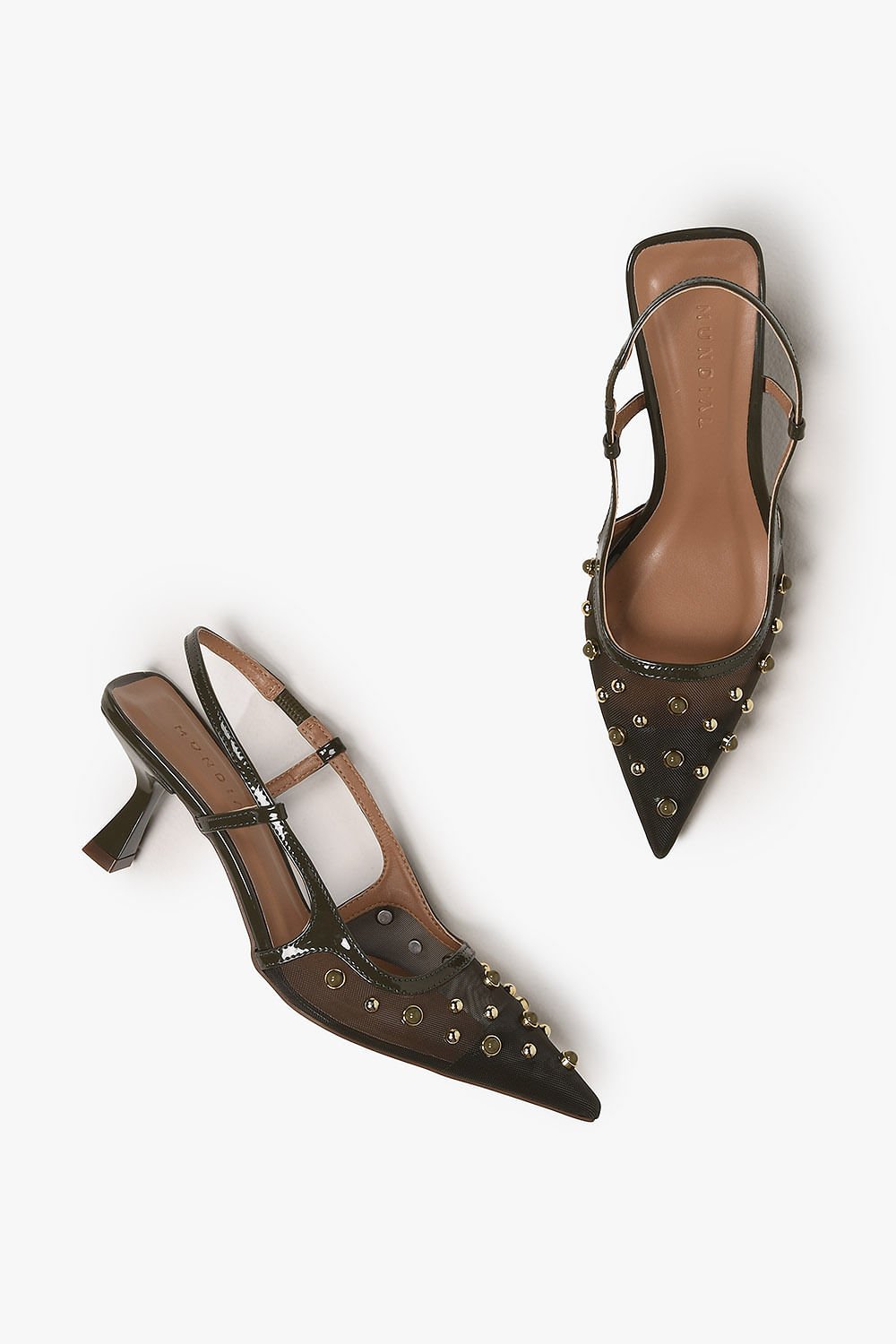 Sapato Feminino Slingback Salto Alto Mundial Geovanna Verde 3