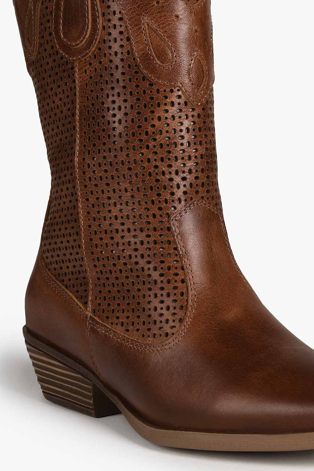 Bota Texana Feminina Cano Curto Mundial Louisa Caramelo 2