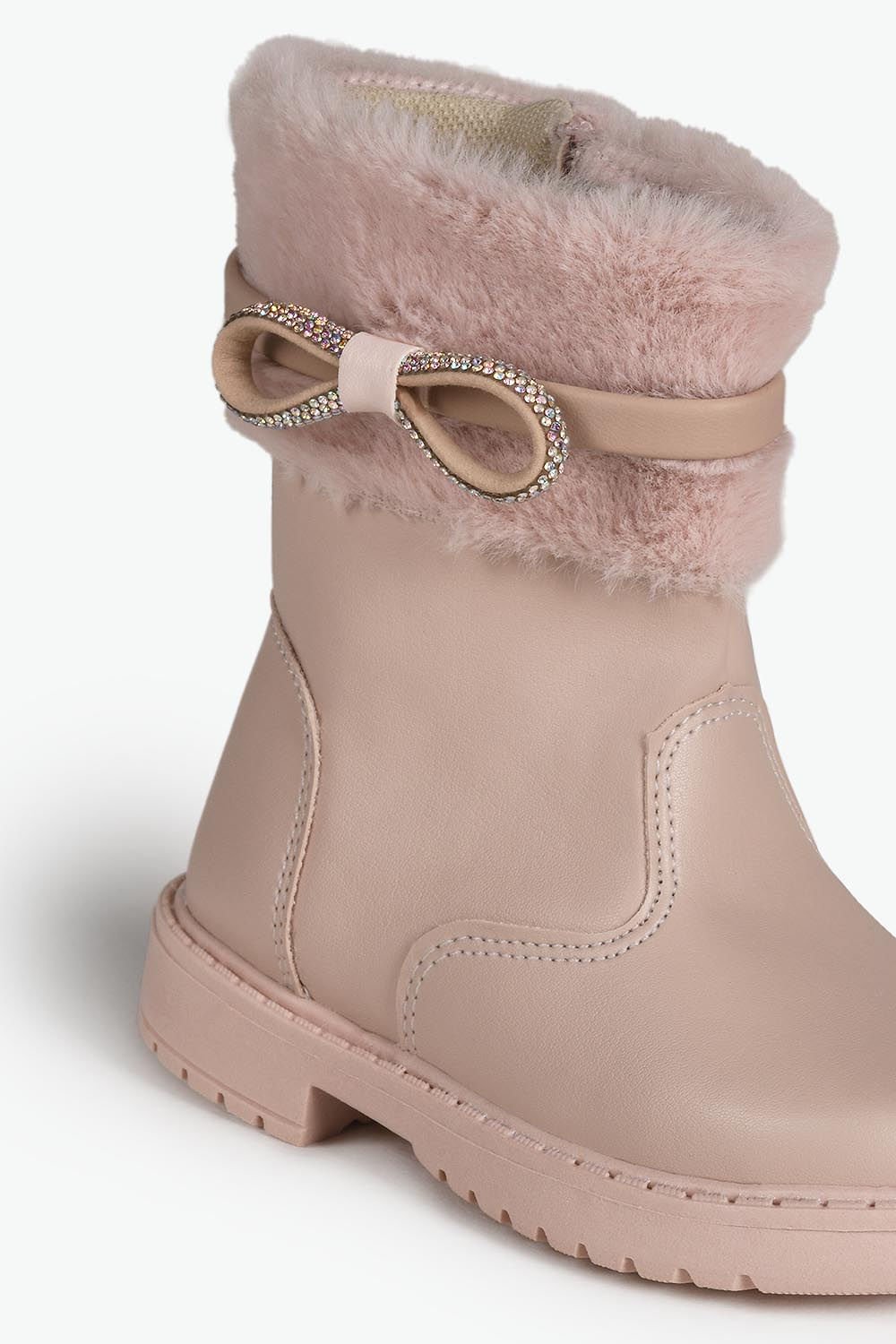 Bota Baby Infantil Cano Curto Doce Menina Aurora Rosa 2