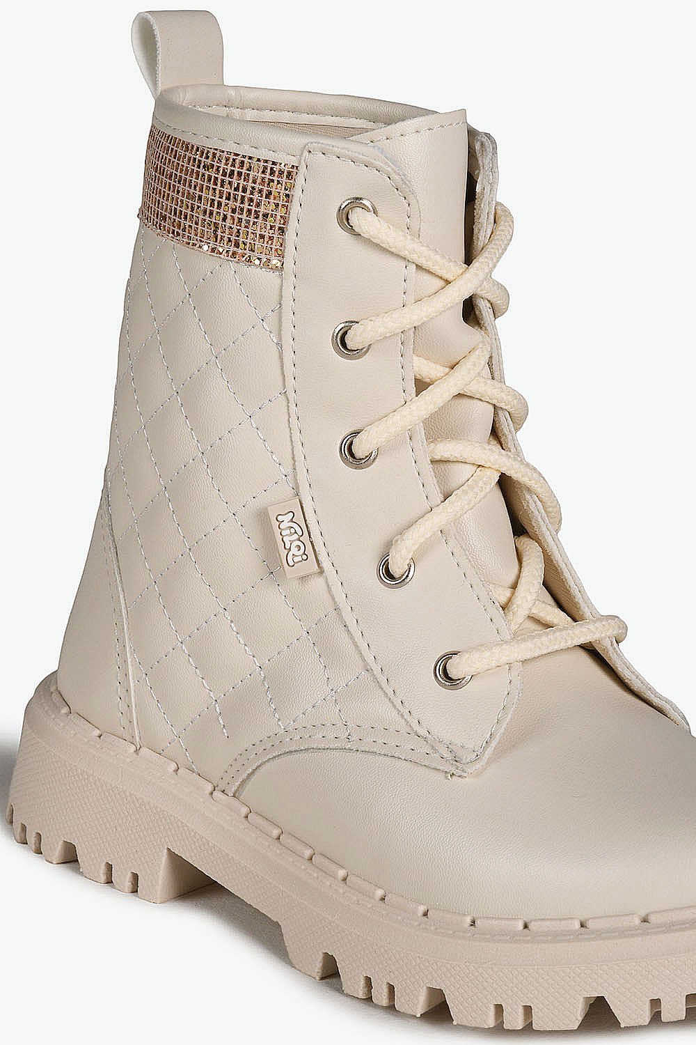 Bota Infantil Coturno Cano Curto Nilqi Teen Clara Off White 2