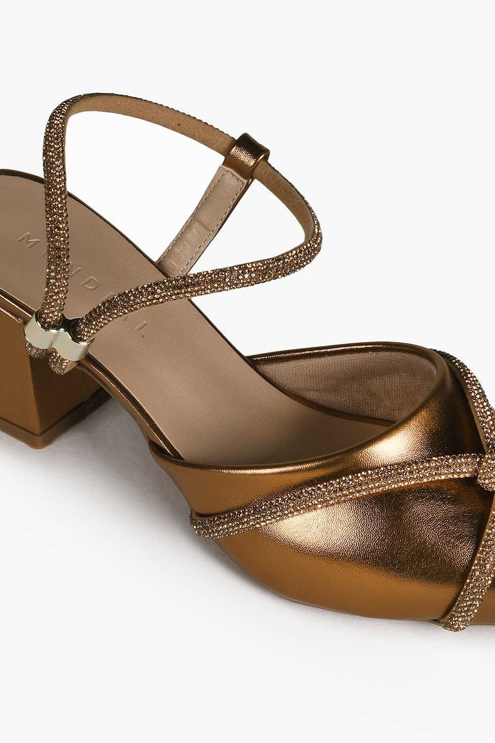 Sapato Feminino Slingback Salto Médio Mundial Laise Bronze 2