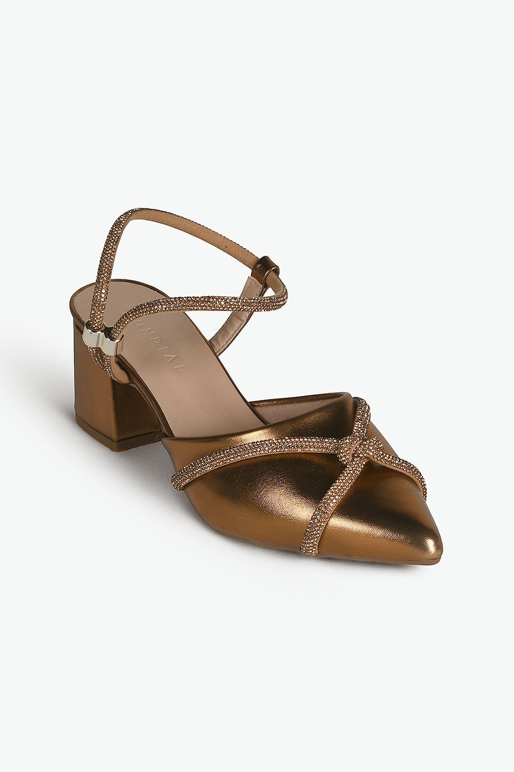 Sapato Feminino Slingback Salto Médio Mundial Laise Bronze 4