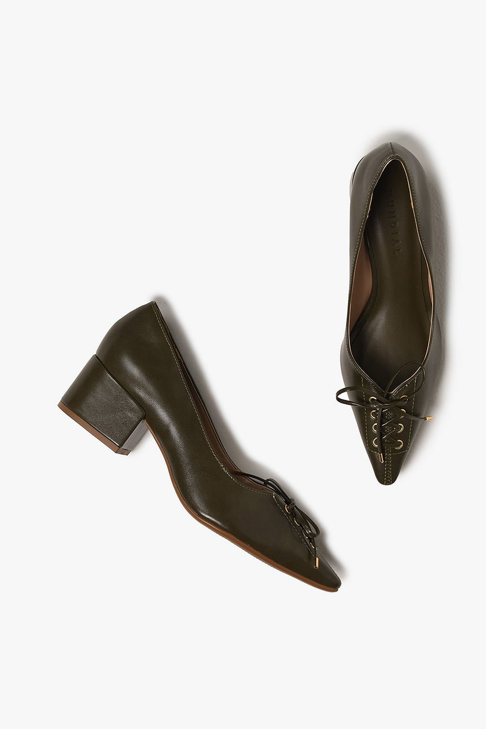 Scarpin Feminino Salto Baixo Mundial Elisabeth Verde 3