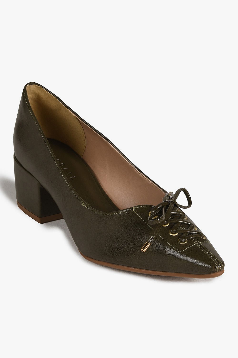 Scarpin Feminino Salto Baixo Mundial Elisabeth Verde 4
